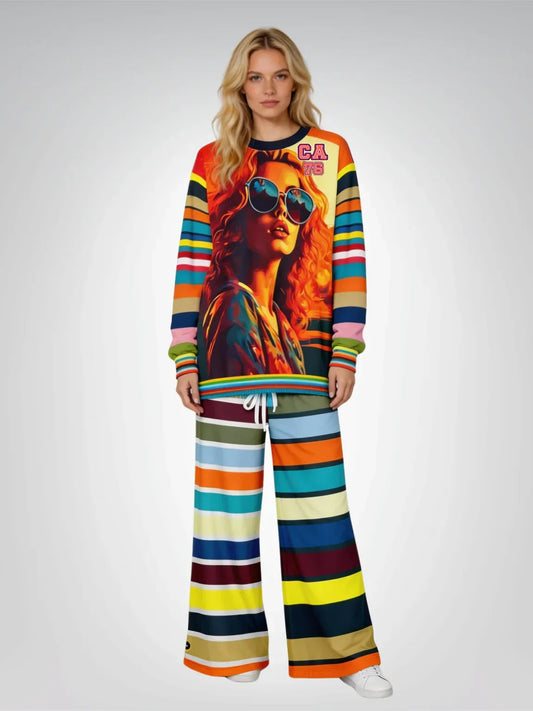 California '76 Beach Girl Rugby Stripe Unisex Sweatshirt (Gold Label)