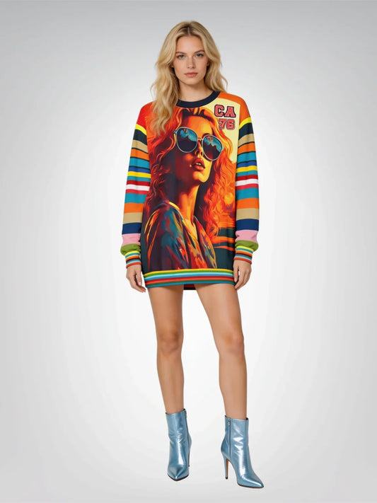 California '76 Beach Girl Rugby Stripe Unisex Sweatshirt (Gold Label)