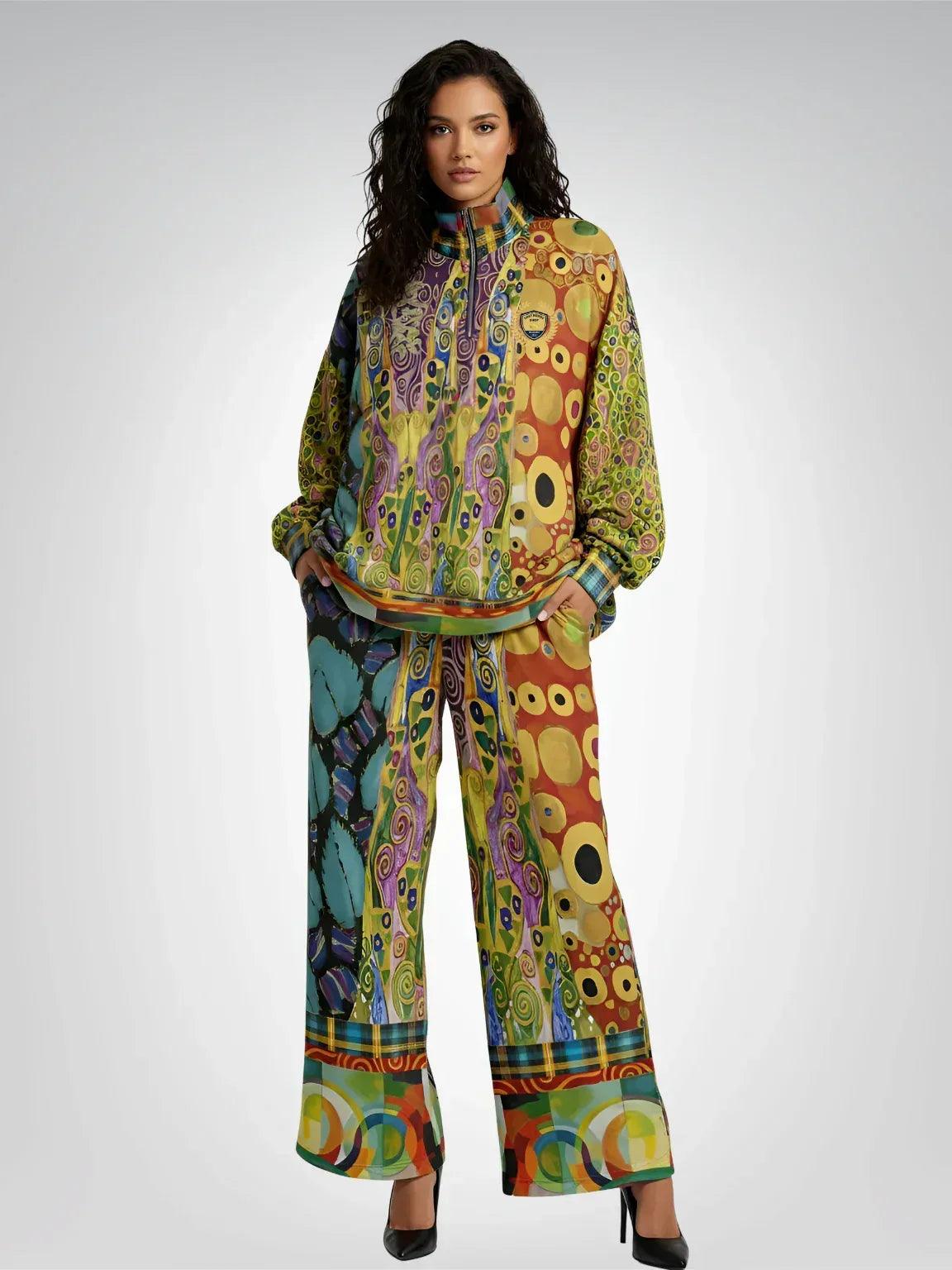 Call Me Fritza - Klimt - Art Deco Print Eco-Poly Wide Leg Pants