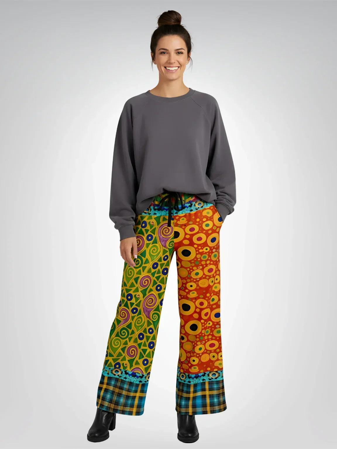 Call Me Fritza in Medallion - Klimt - Art Deco Print Eco-Poly Wide Leg Pants