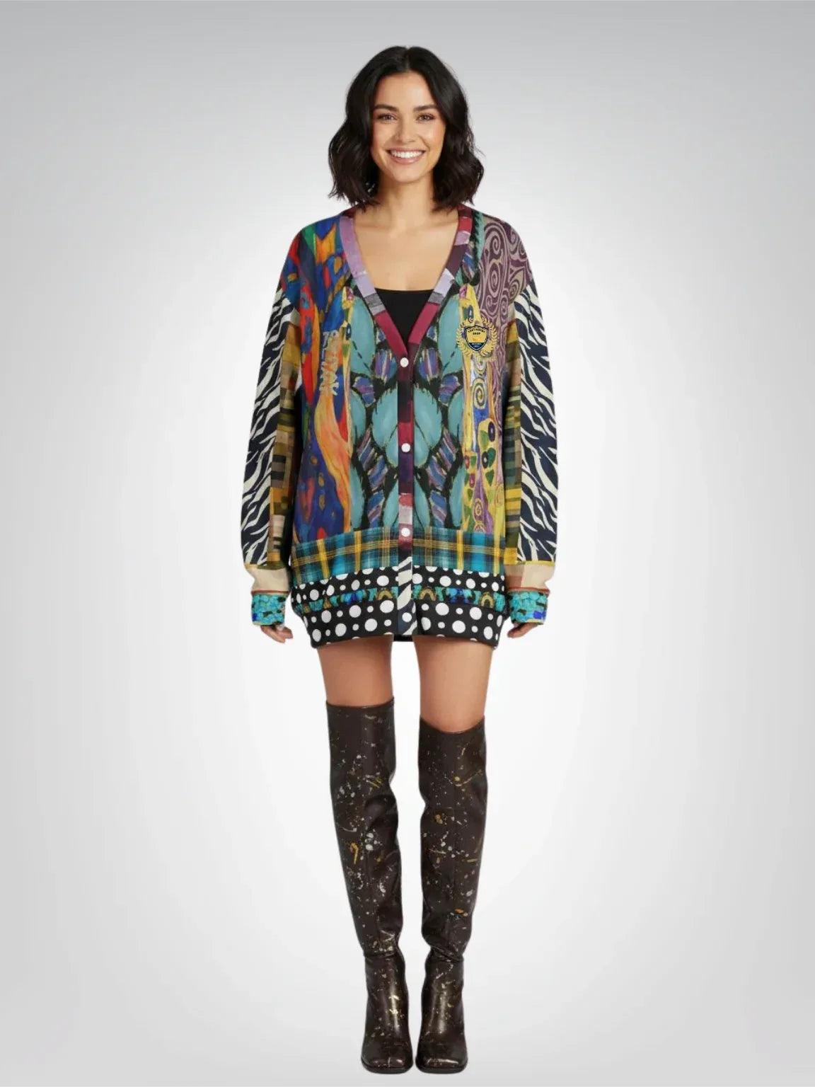 Call Me Fritza - Klimt - Art Deco Print Heavyweight Unisex Cardigan