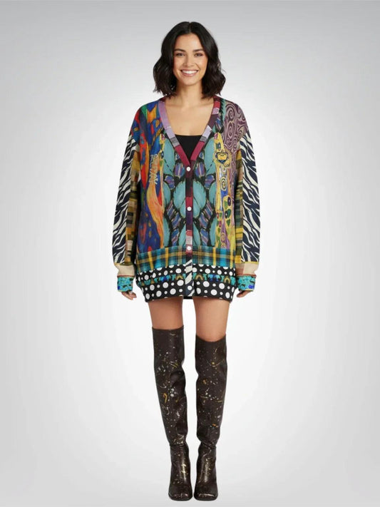 Call Me Fritza - Klimt - Art Deco Print Heavyweight Unisex Cardigan