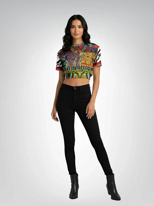 Call Me Fritza - Klimt - Art Deco Print Eco-Poly Short Sleeve Cropped Pullover