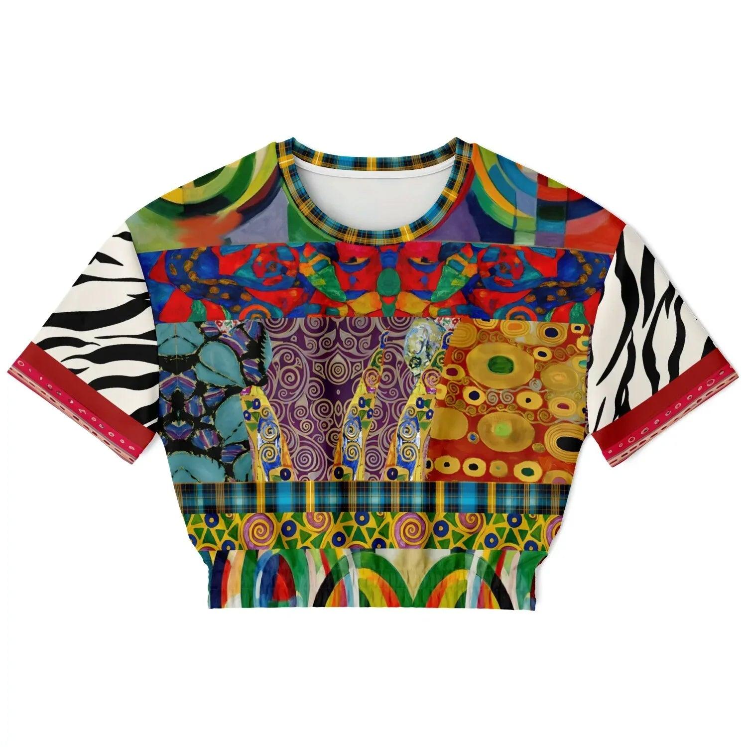 Call Me Fritza - Klimt - Art Deco Print Eco-Poly Short Sleeve Cropped Pullover