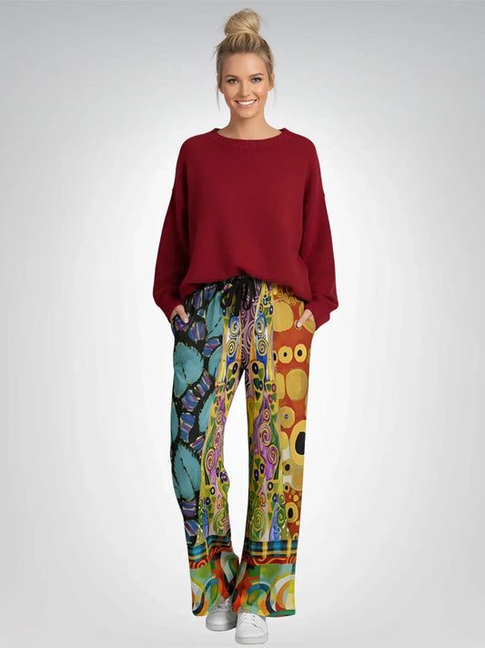 Call Me Fritza - Klimt - Art Deco Print Eco-Poly Wide Leg Pants