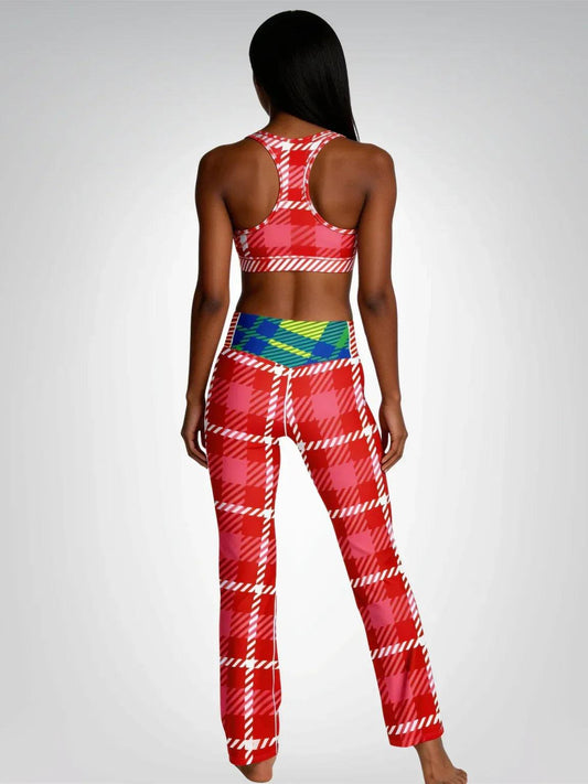 Candy Cane Tastes Good Tartan Plaid Flare Leggings