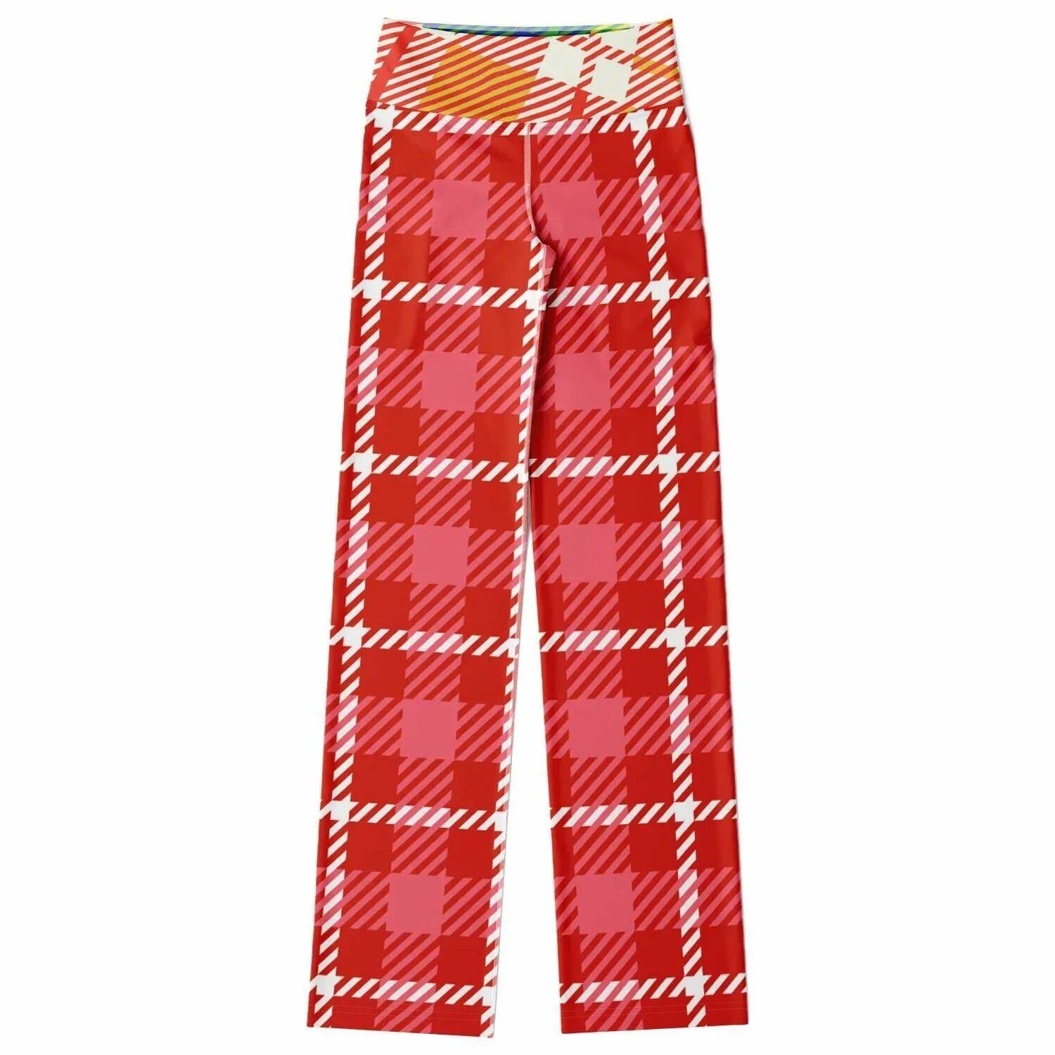 Candy Cane Tastes Good Tartan Plaid Flare Leggings
