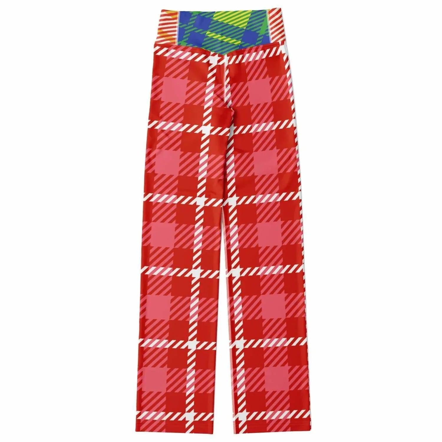 Candy Cane Tastes Good Tartan Plaid Flare Leggings