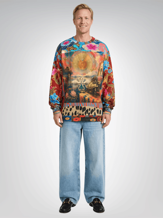 Celestial Swans in Zodiac Clockwork Garden Unisex Sweatshirt (Gold Label)