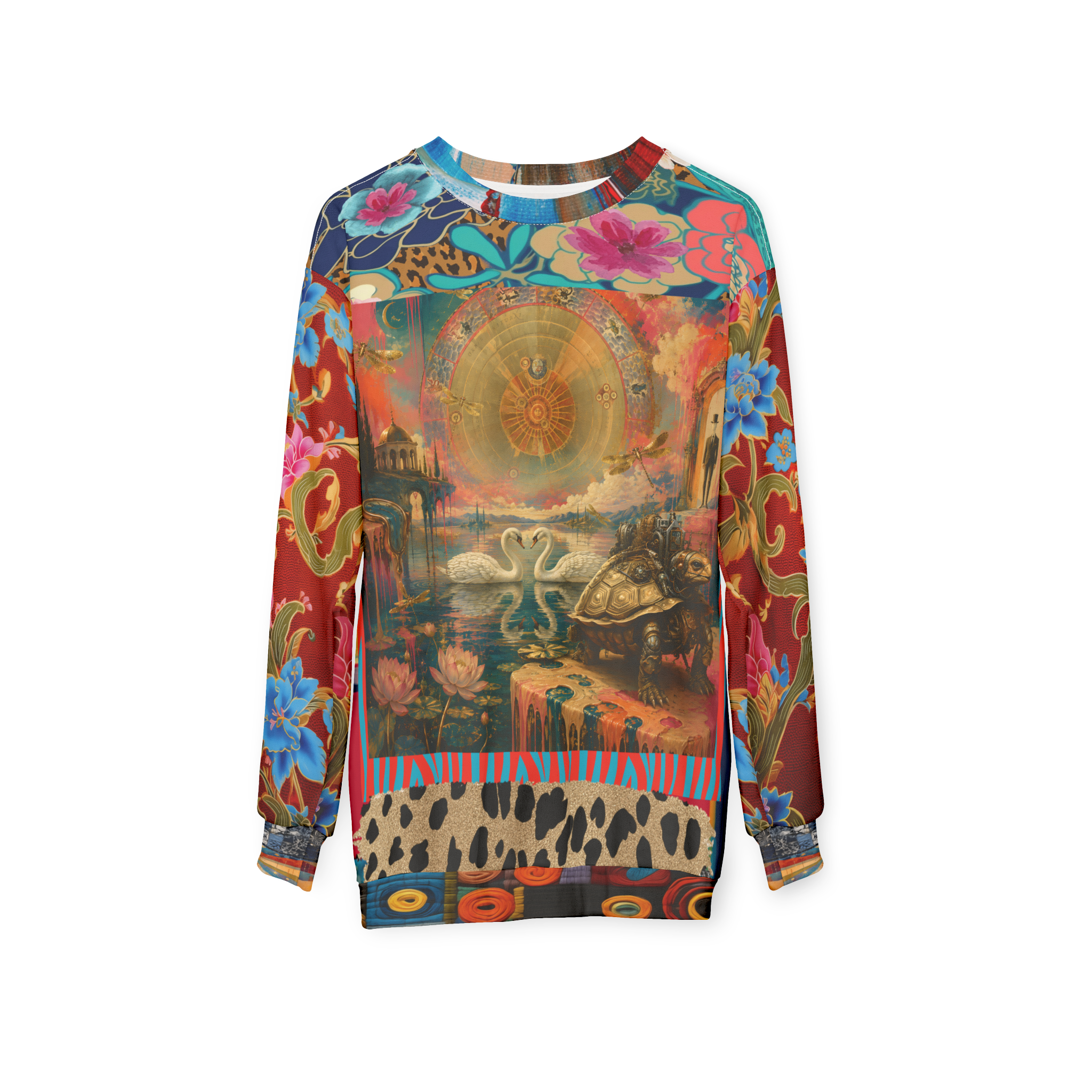 Celestial Swans in Zodiac Clockwork Garden Unisex Sweatshirt (Gold Label)