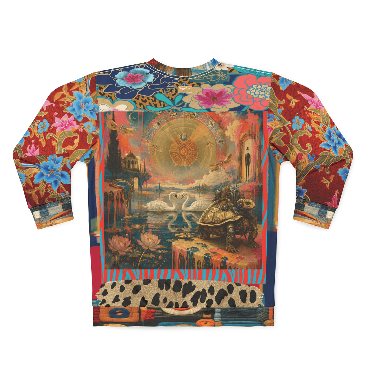 Celestial Swans in Zodiac Clockwork Garden Unisex Sweatshirt (Gold Label)