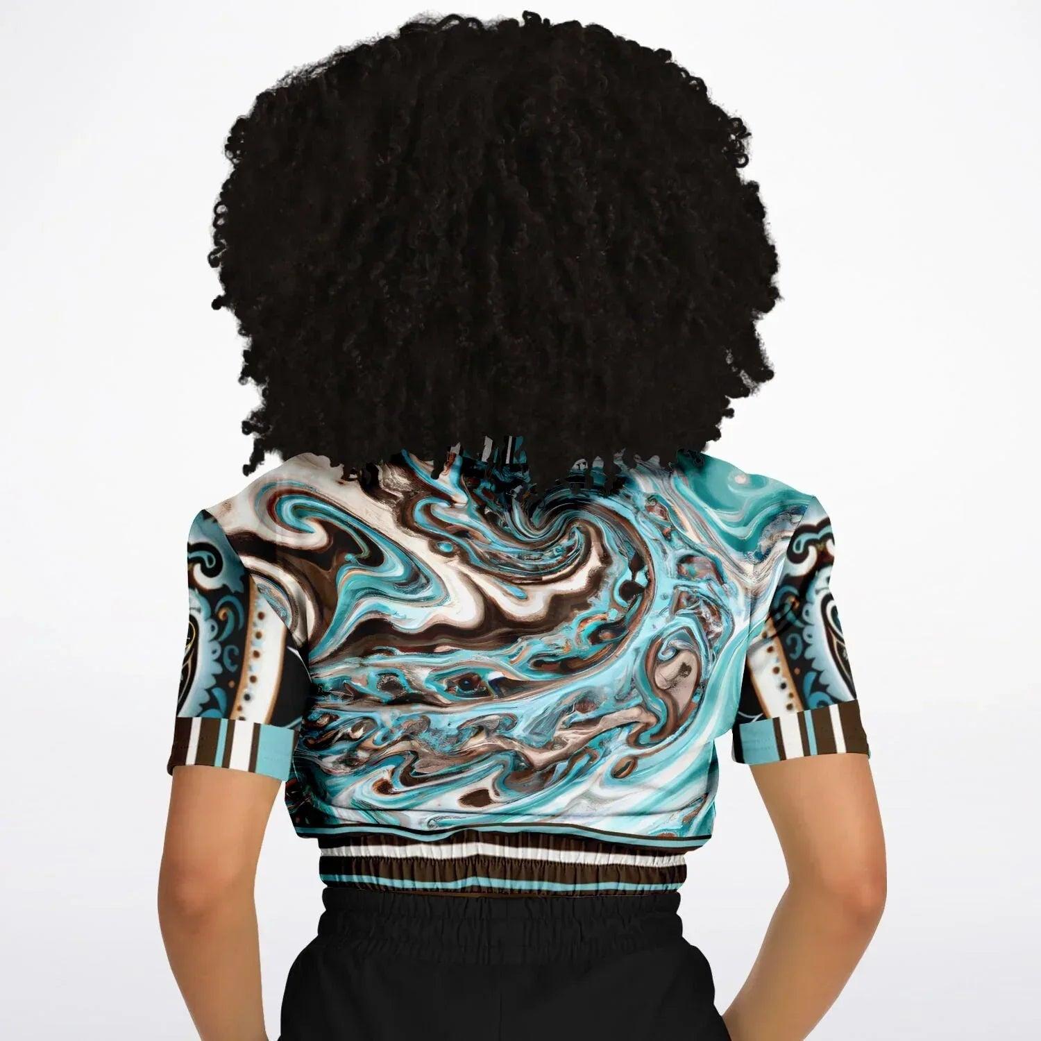 Turk and Caicos Eco-Poly Short Sleeve Cropped Pullover