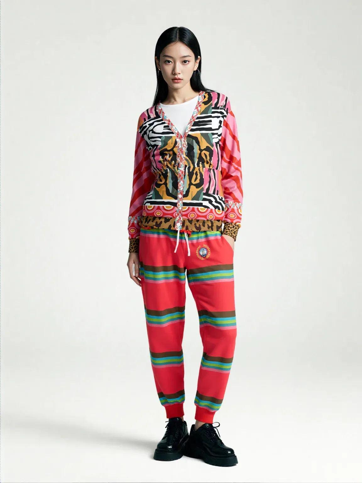 Watermelon Crush Rugby Stripe Eco-Poly Unisex Joggers