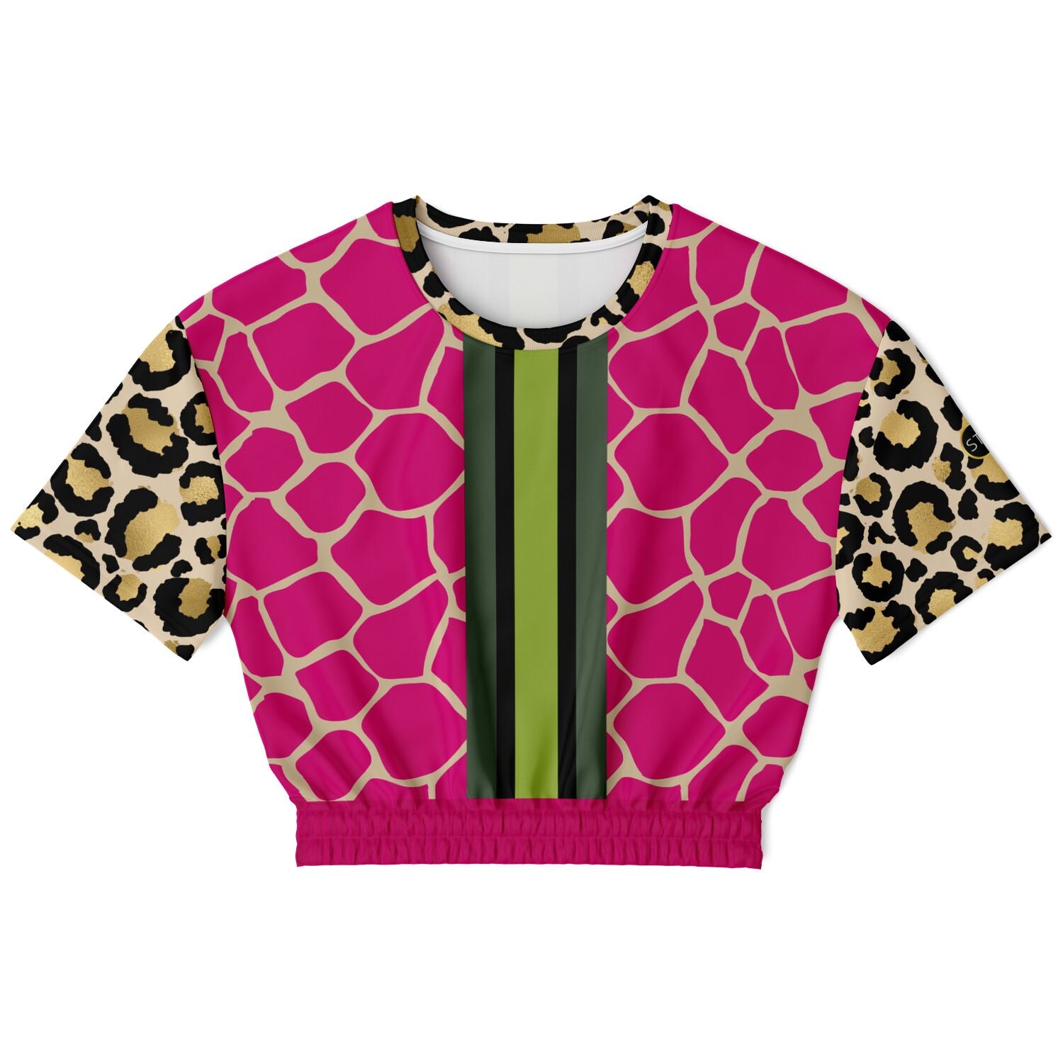 Cheetah Time 1863 Neon Stripe Eco-Poly Short Sleeve Cropped Pullover