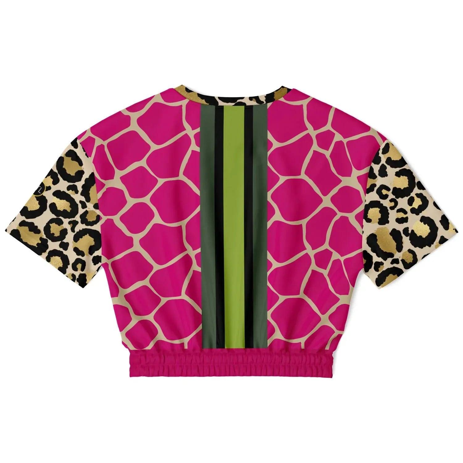 Cheetah Time 1863 Neon Stripe Eco-Poly Short Sleeve Cropped Pullover