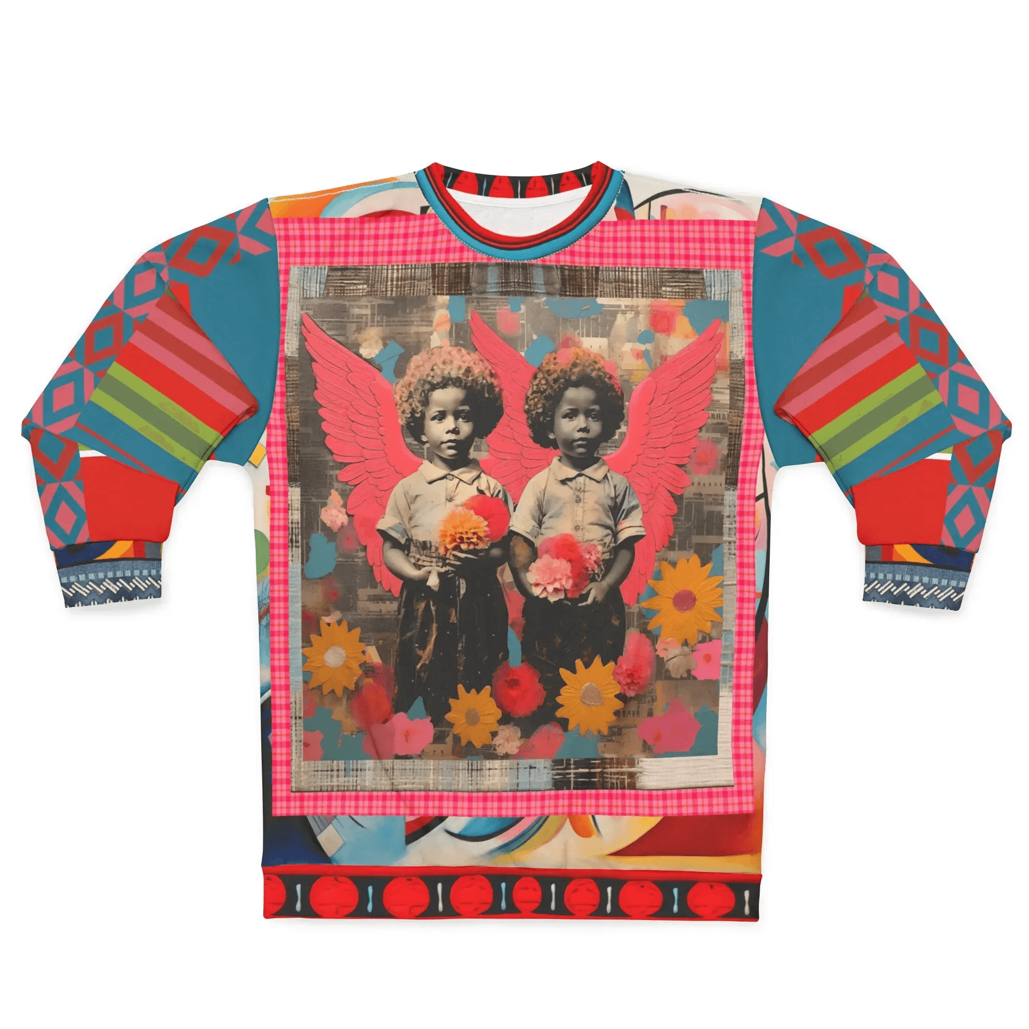 Cherub Twins in Ebony Mixed Media Unisex Sweatshirt (Gold Label)