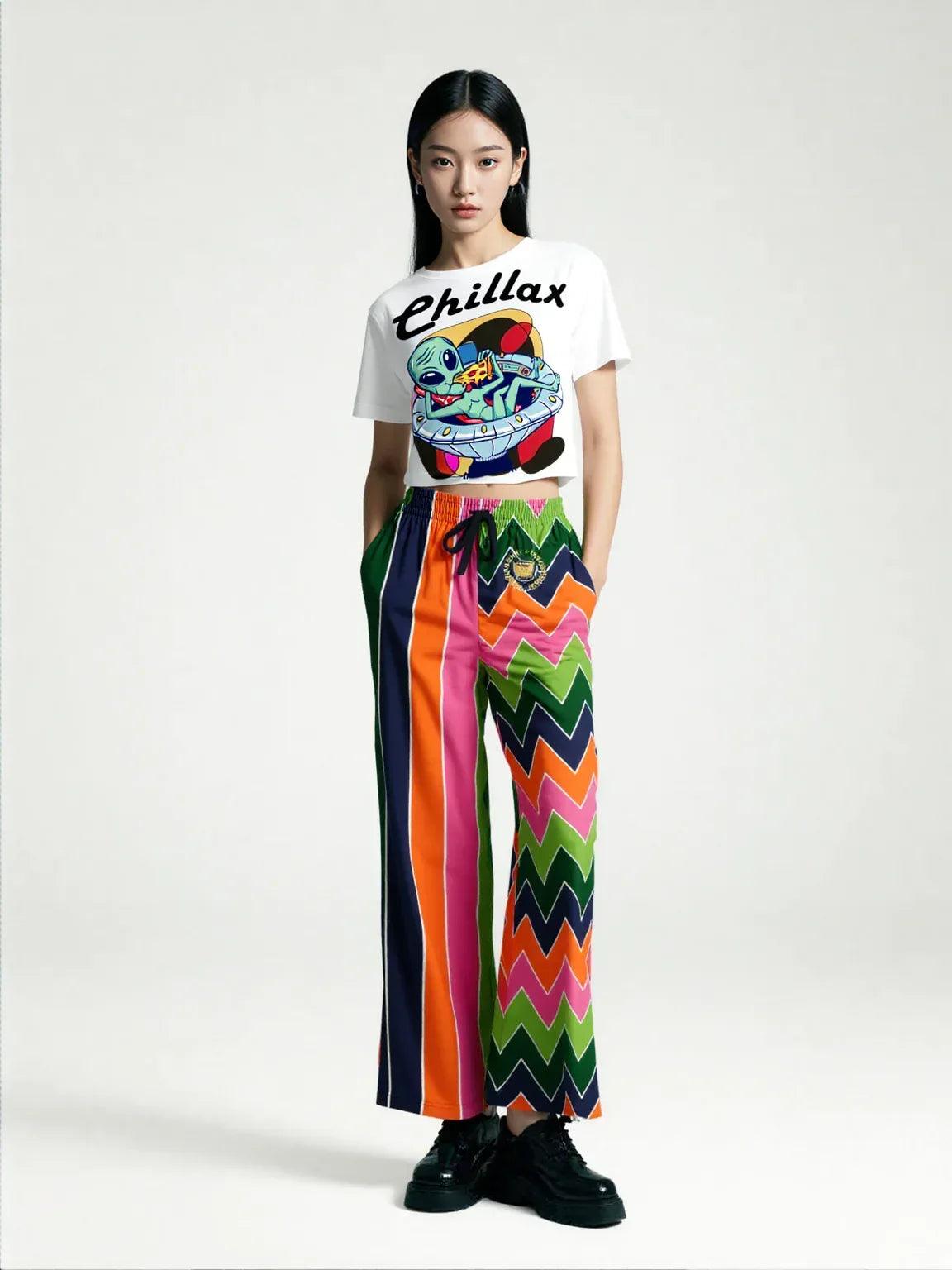 Mardi Gras Rugby Stripe Eco-Poly Wide Leg Pants