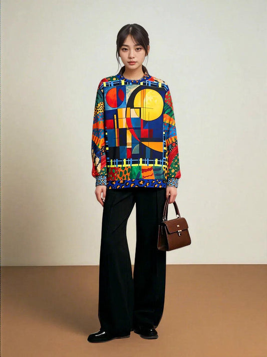 City by the Sea and Moon Abstract Art Unisex Sweatshirt (Gold Label)