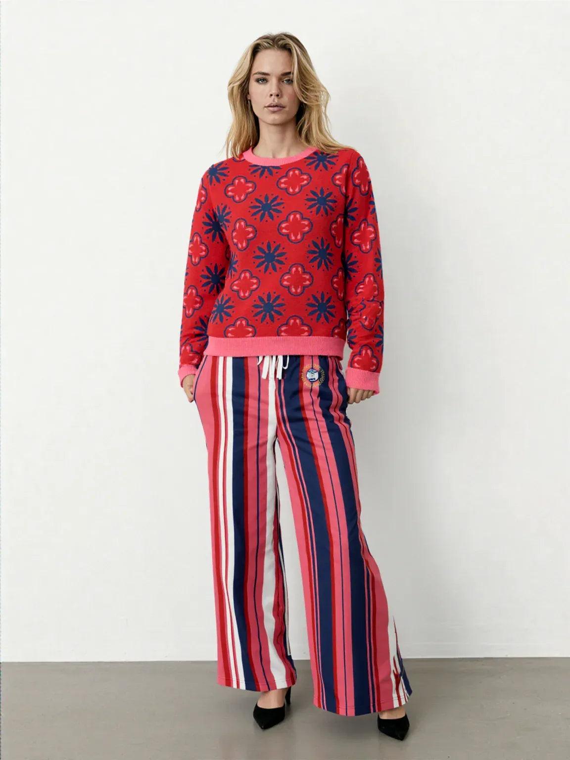 Yabba Dabba Doo Rugby Stripe Eco-Poly Wide Leg Pants