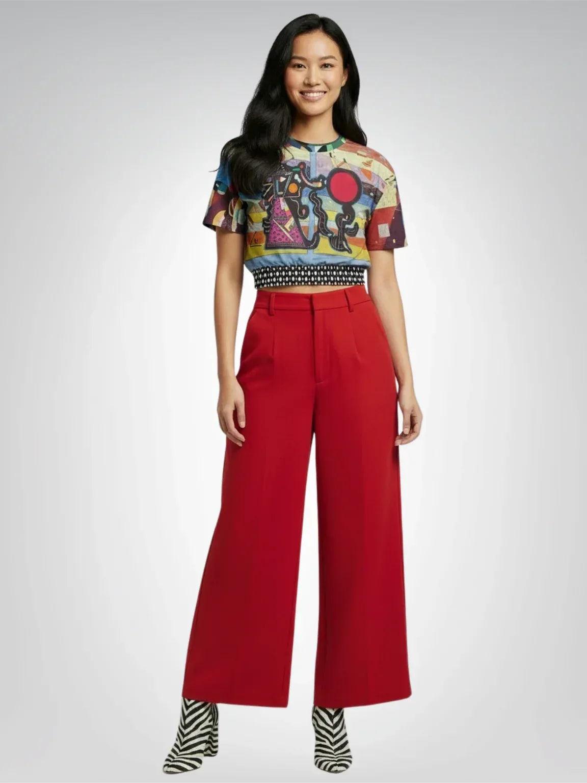 Composition in Nines - Kandinsky - Eco-Poly Short Sleeve Cropped Pullover