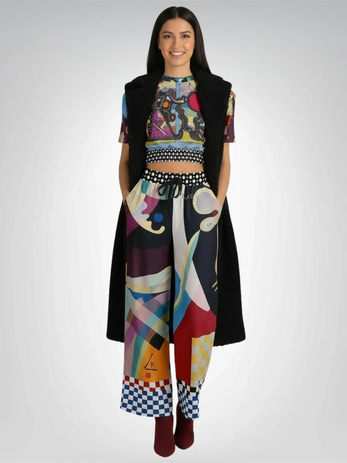 Composition in Nines - Kandinsky - Eco-Poly Short Sleeve Cropped Pullover