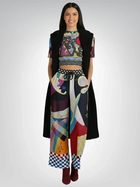 Composition in Nines - Kandinsky - Eco-Poly Short Sleeve Cropped Pullover