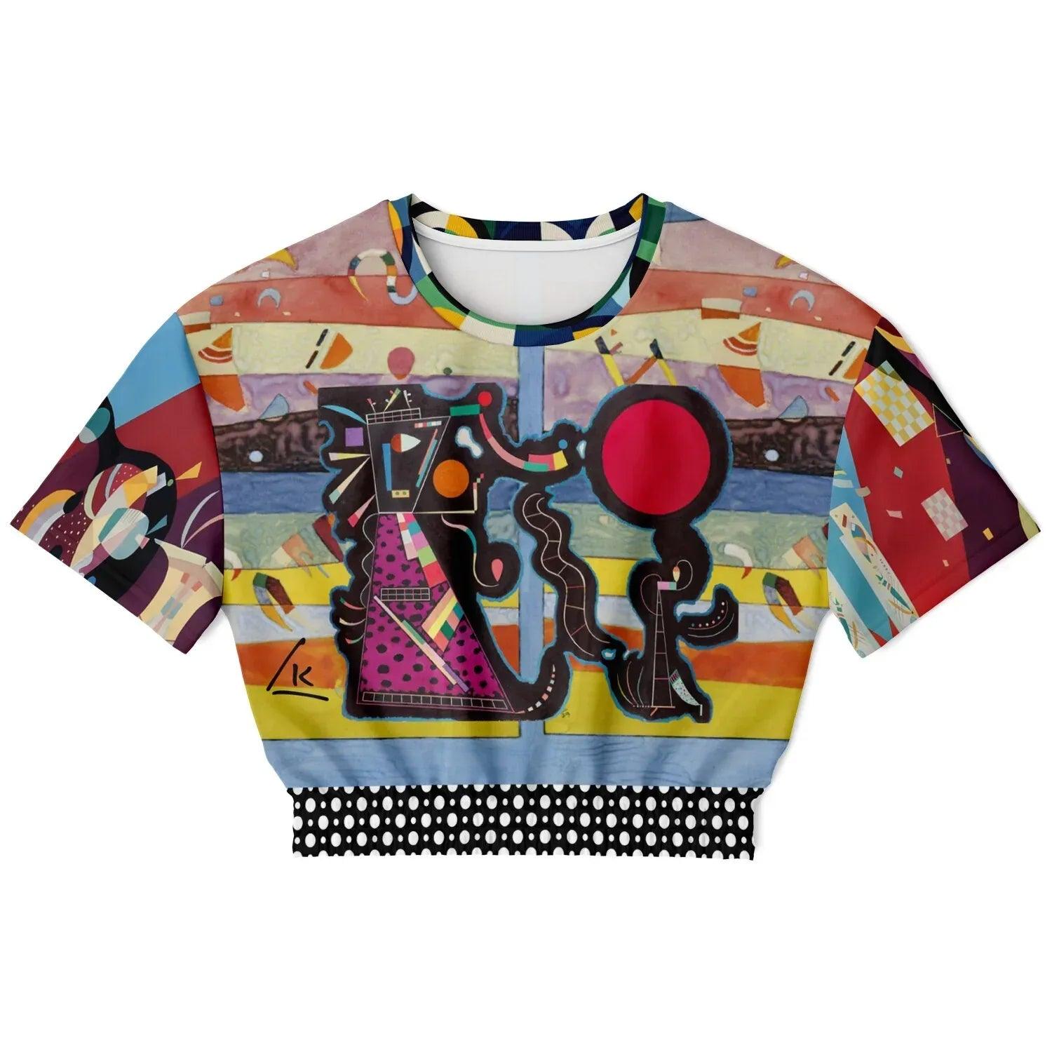 Composition in Nines - Kandinsky - Eco-Poly Short Sleeve Cropped Pullover