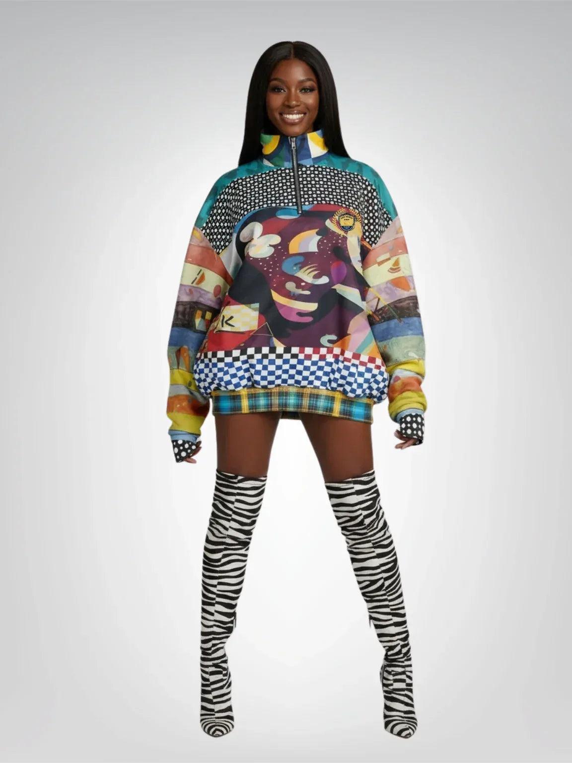 Composition in Nines - Kandinsky - Heavyweight Oversized Quarter Zip Sweatshirt