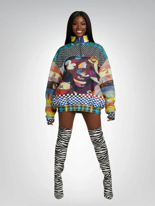 Composition in Nines - Kandinsky - Heavyweight Oversized Quarter Zip Sweatshirt