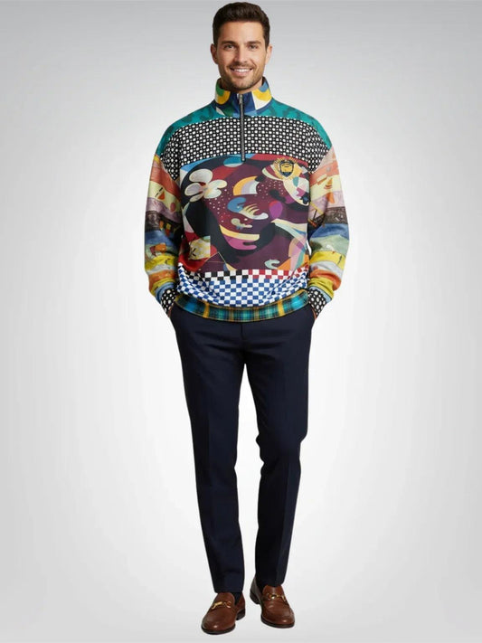 Composition in Nines - Kandinsky - Heavyweight Oversized Quarter Zip Sweatshirt