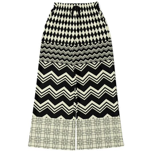 Cookies and Cream Chevron Patchwork Eco-Poly Wide Leg Pants