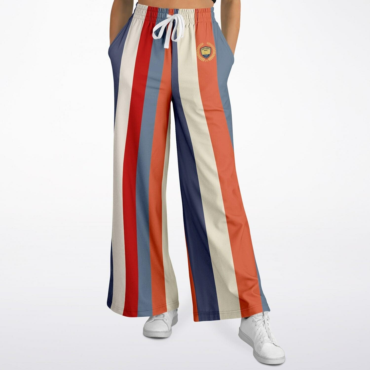 Coral Reef Coastal Stripe Eco-Poly Wide Leg Pants