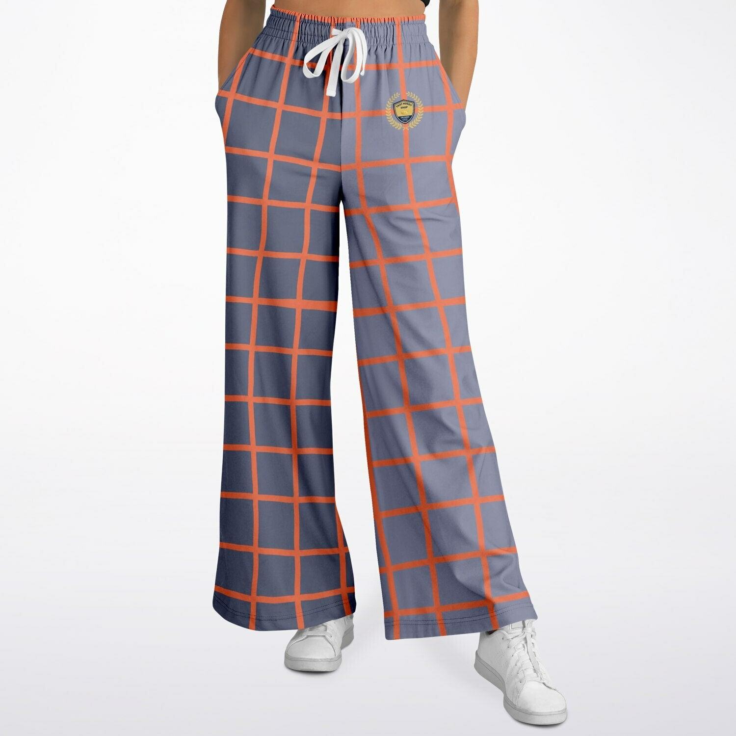 Coral Reef Secret Society Purple Windowpane Eco-Poly Wide Leg Pants
