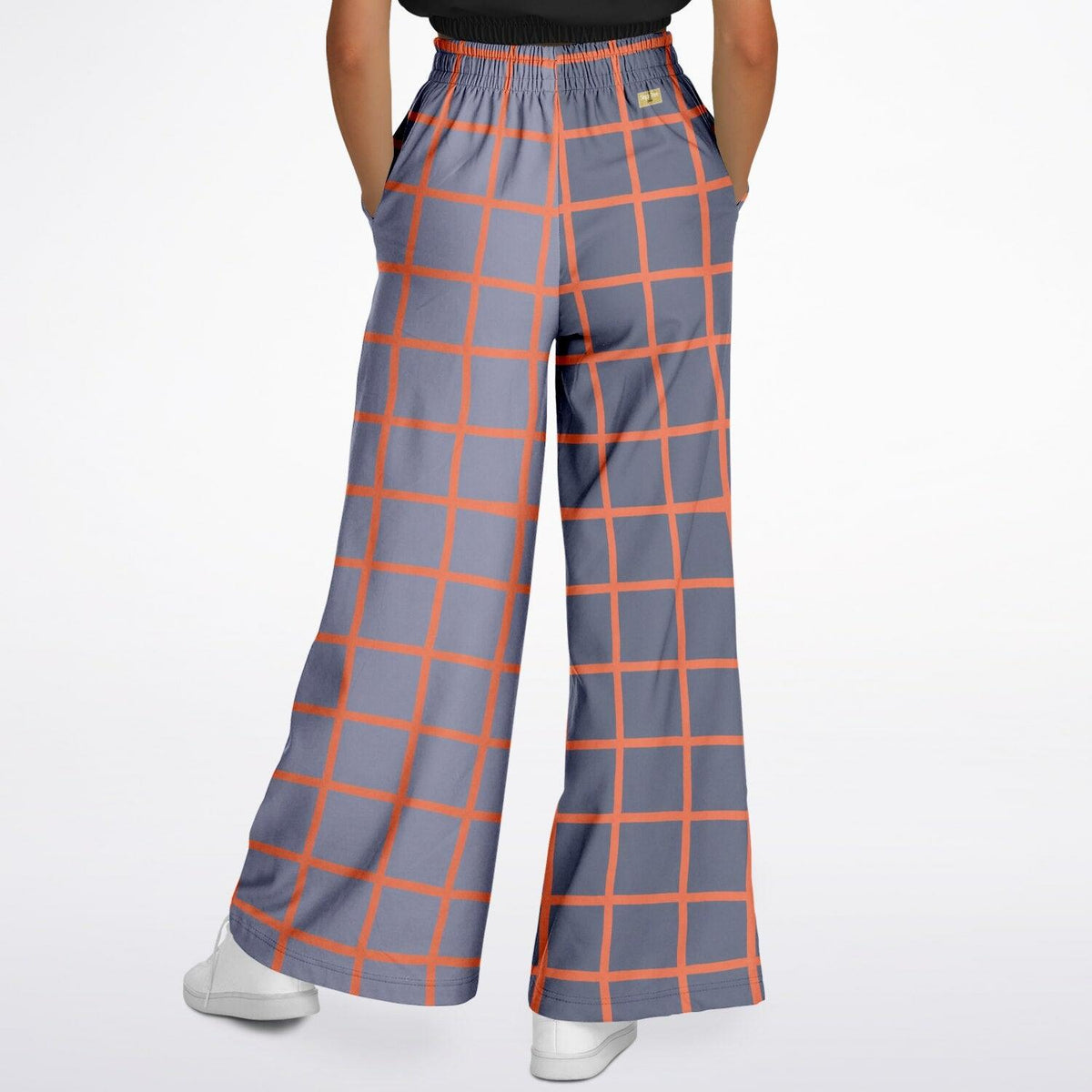 Coral Reef Secret Society Purple Windowpane Eco-Poly Wide Leg Pants