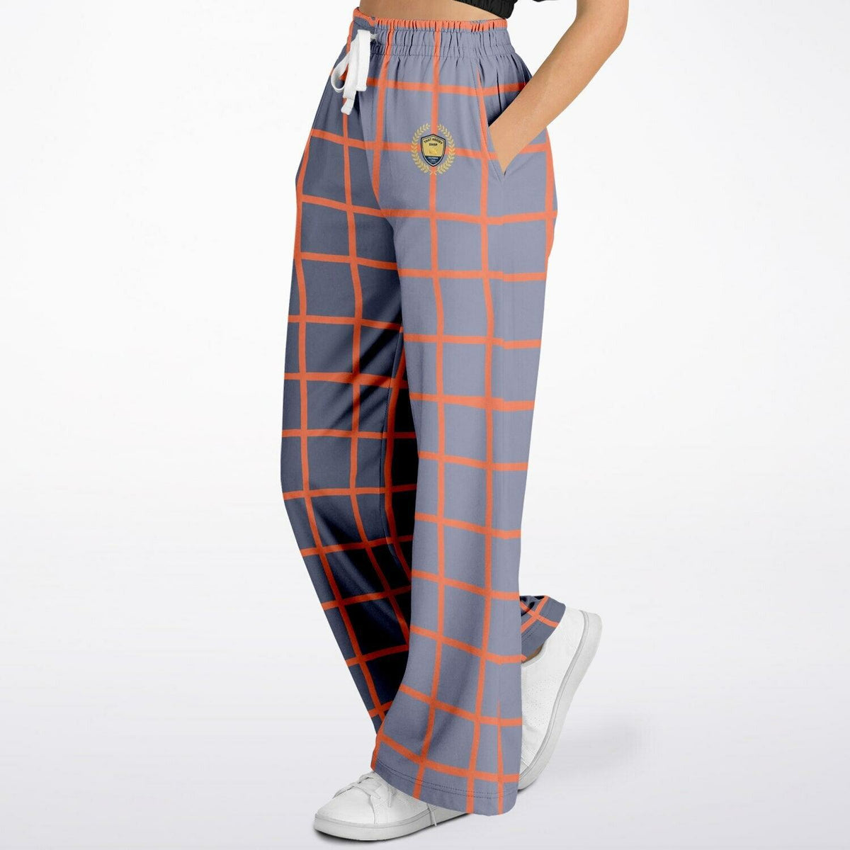 Coral Reef Secret Society Purple Windowpane Eco-Poly Wide Leg Pants
