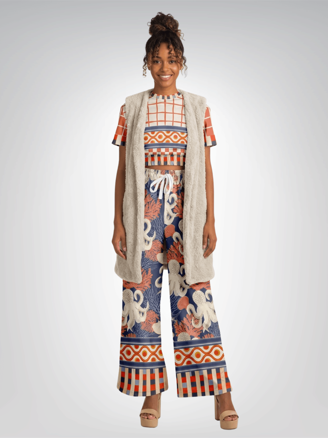 Coral Reef Secret Society Eco-Poly Wide Leg Pants