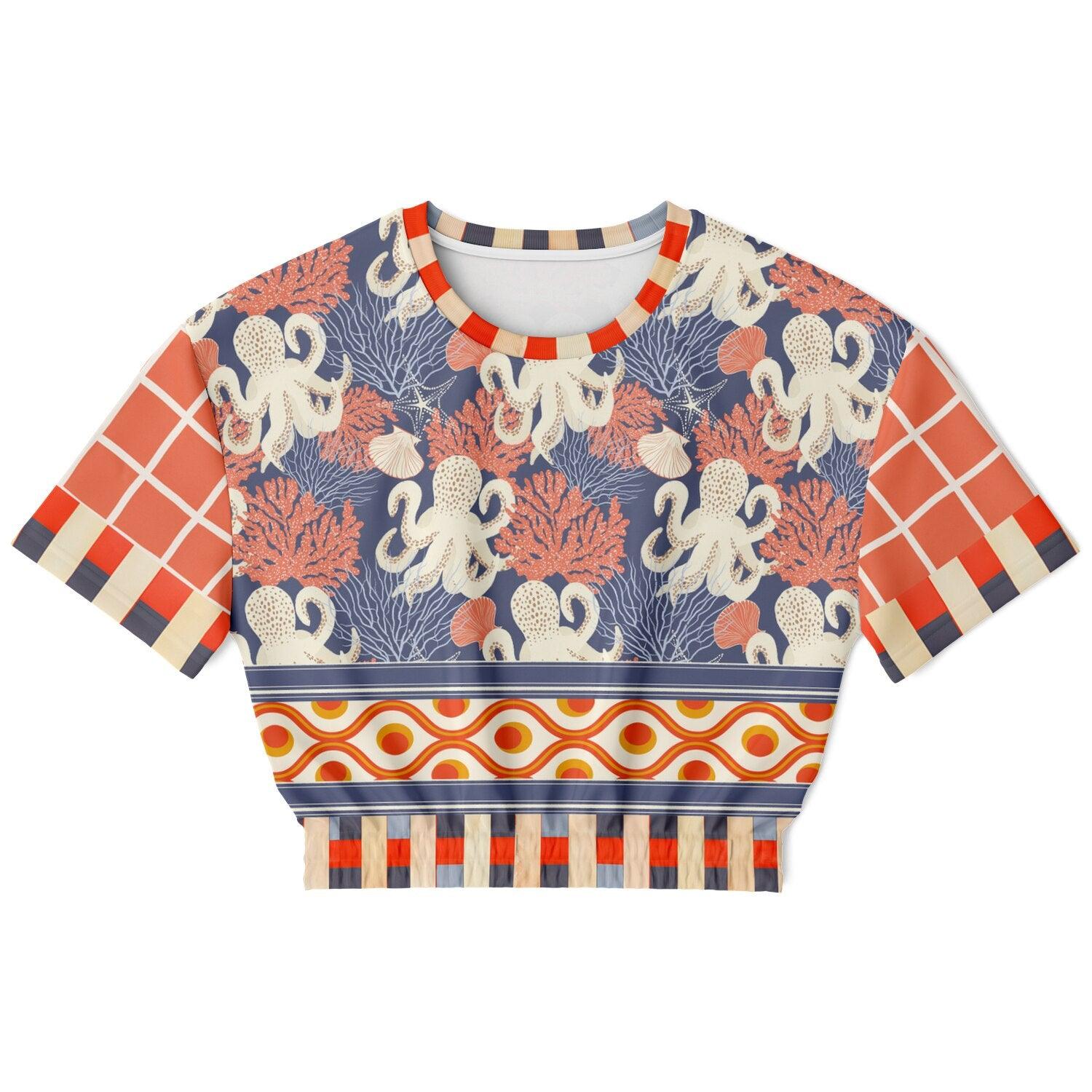 Coral Reef Secret Society Eco-Poly Short Sleeve Cropped Pullover