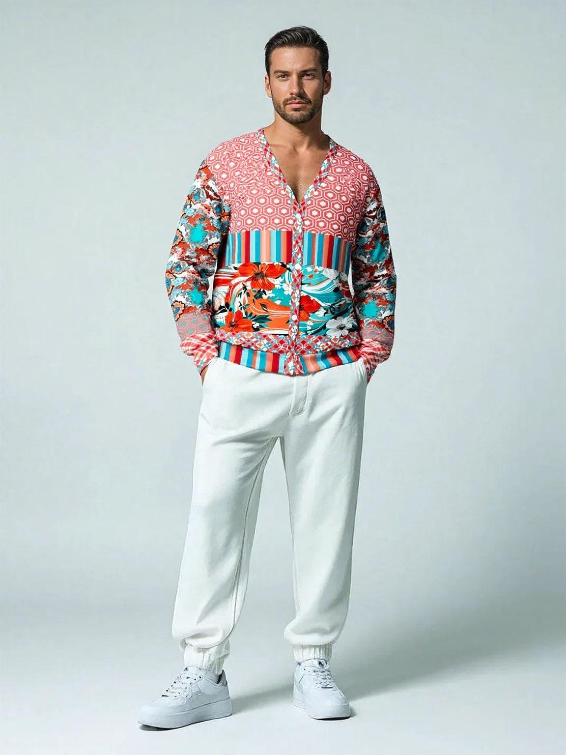 Coral Springs Abstract Paisley Patchwork Heavyweight Unisex Cardigan
