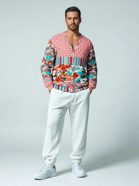 Coral Springs Abstract Paisley Patchwork Heavyweight Unisex Cardigan