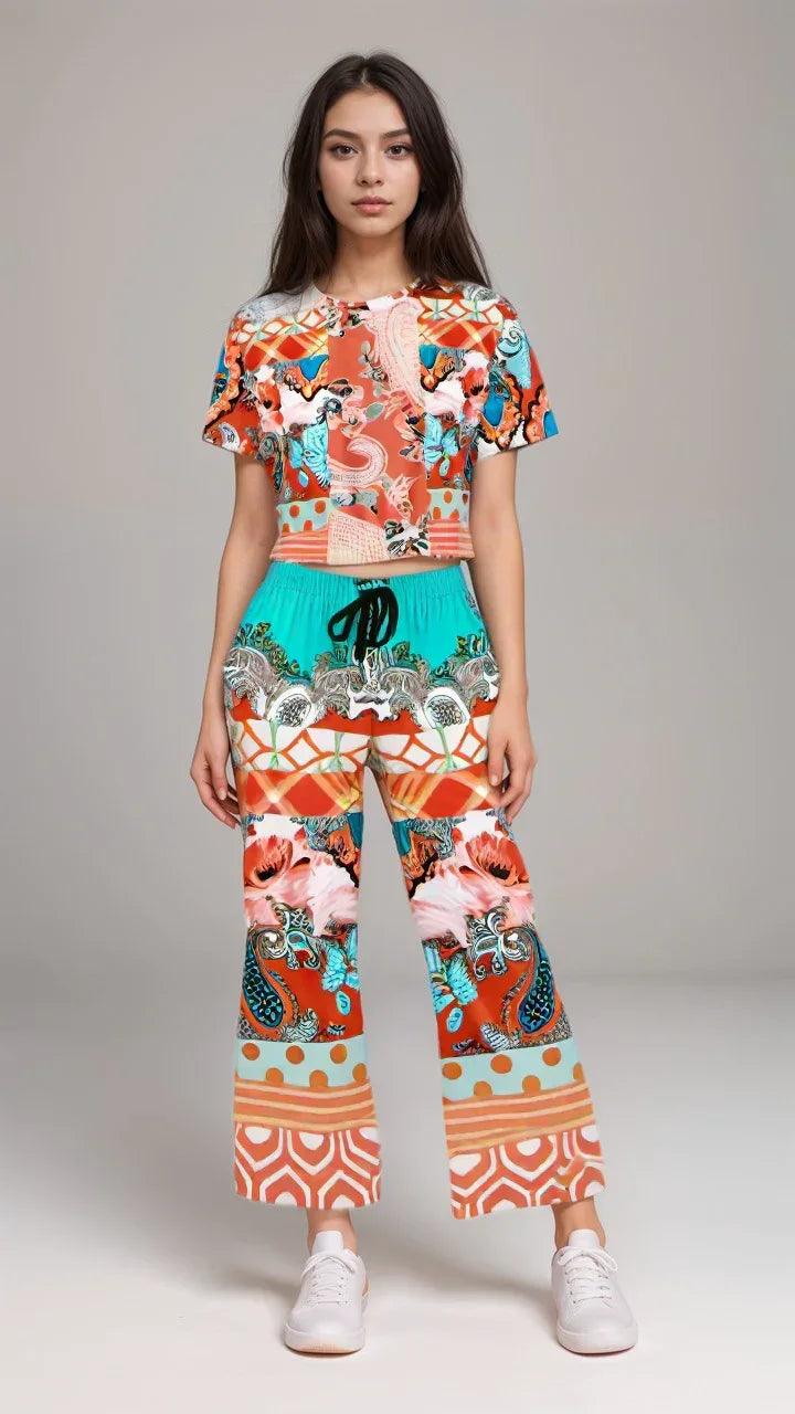 Coral Springs Hippie Patchwork Eco-Poly Patchwork Wide Leg Pants