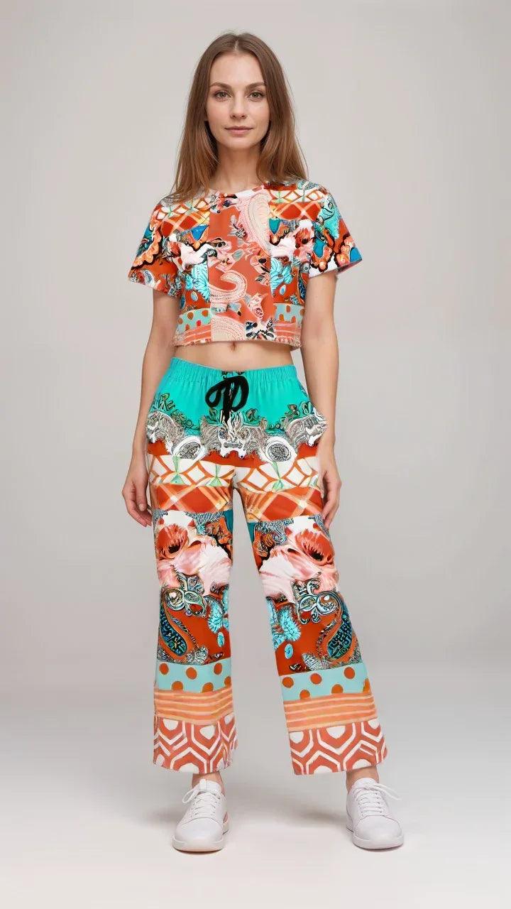 Coral Springs Hippie Patchwork Eco-Poly Patchwork Wide Leg Pants