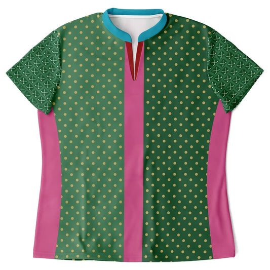 Criss Cross Golf in Green Mandarin Collar Ladies Golf Polo Jersey