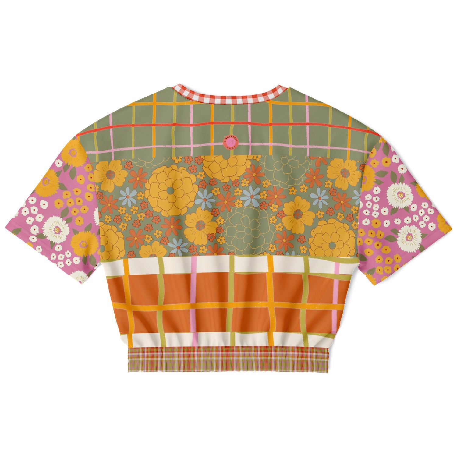 Traipsing Through My Hippie Era Floral Fields Eco-Poly Short Sleeve Cropped Pullover