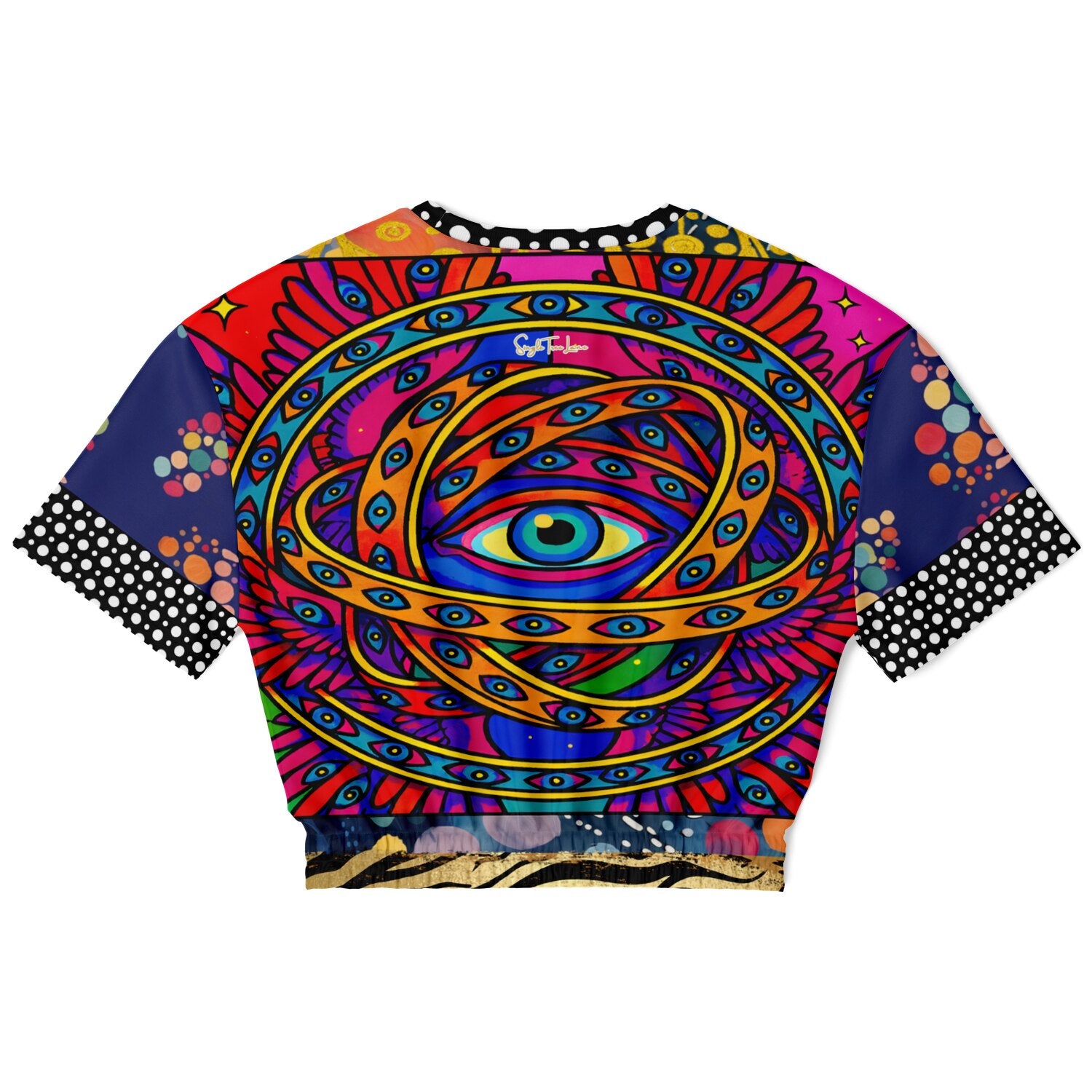 My Friend the Ophanim - Angel in Pop Art Eco-Poly Short Sleeve Cropped Pullover