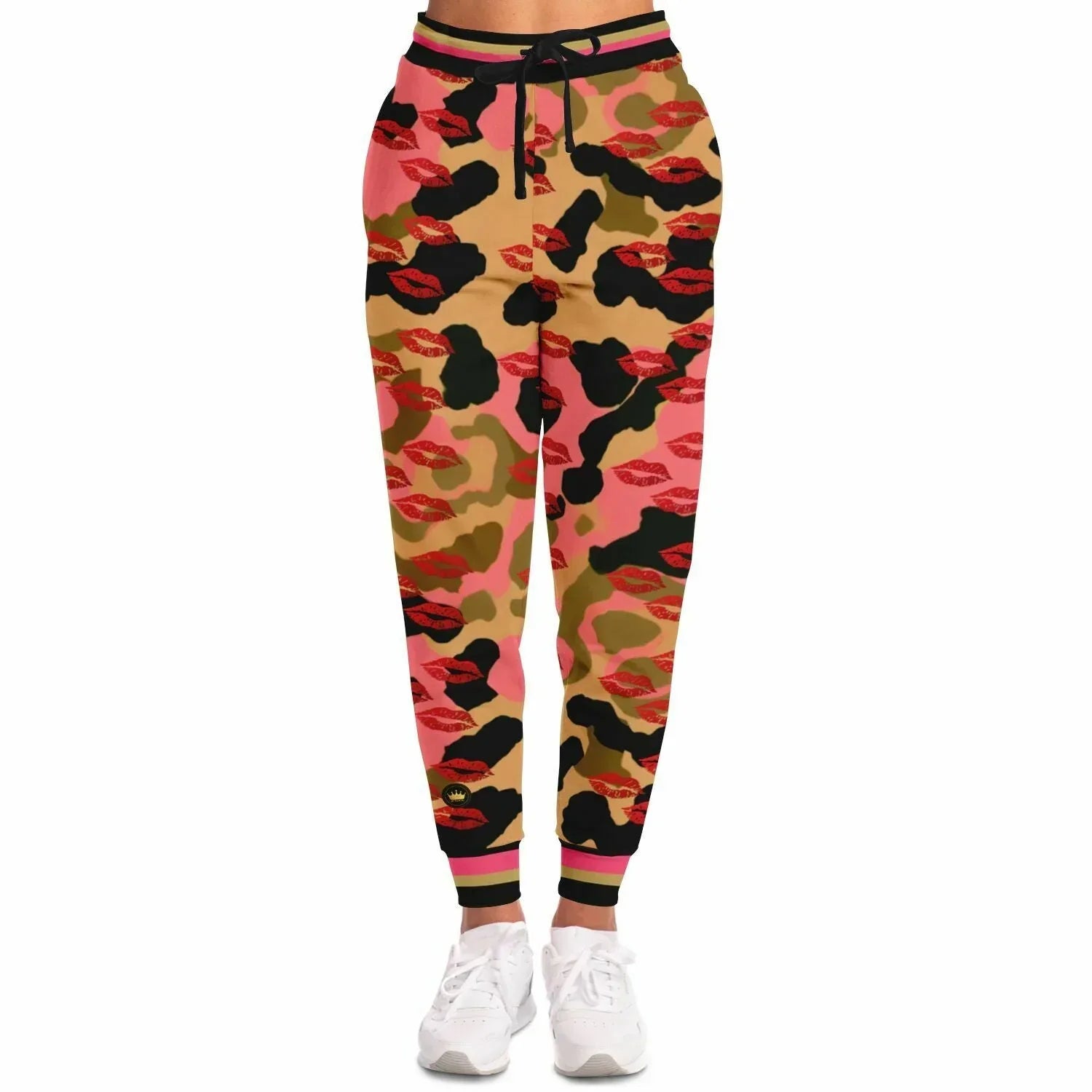 Lips on You Pink Eco-Poly Camo Unisex Joggers