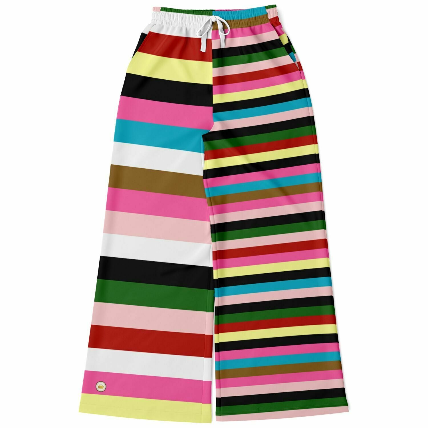 Rainbow Rugby Stripe Eco-Poly Wide Leg Pants Subliminator