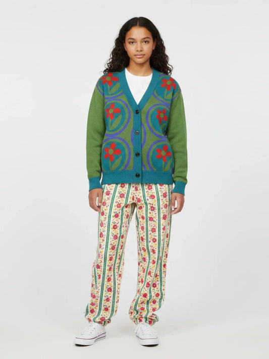 Daisies on Me in Green Knitted Cardigan