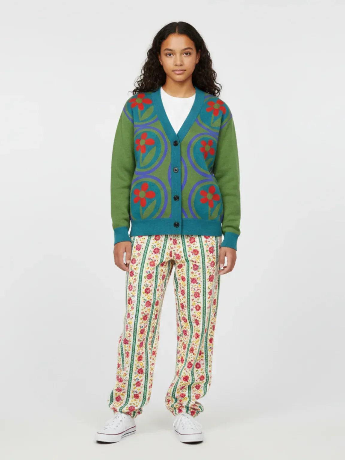 Daisies on Me in Green Knitted Cardigan
