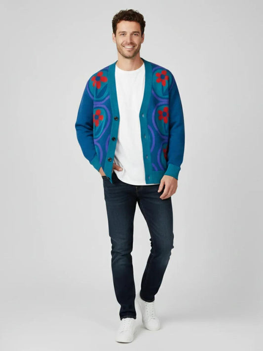 Daisies on Me in Royal Blue Knitted Cardigan