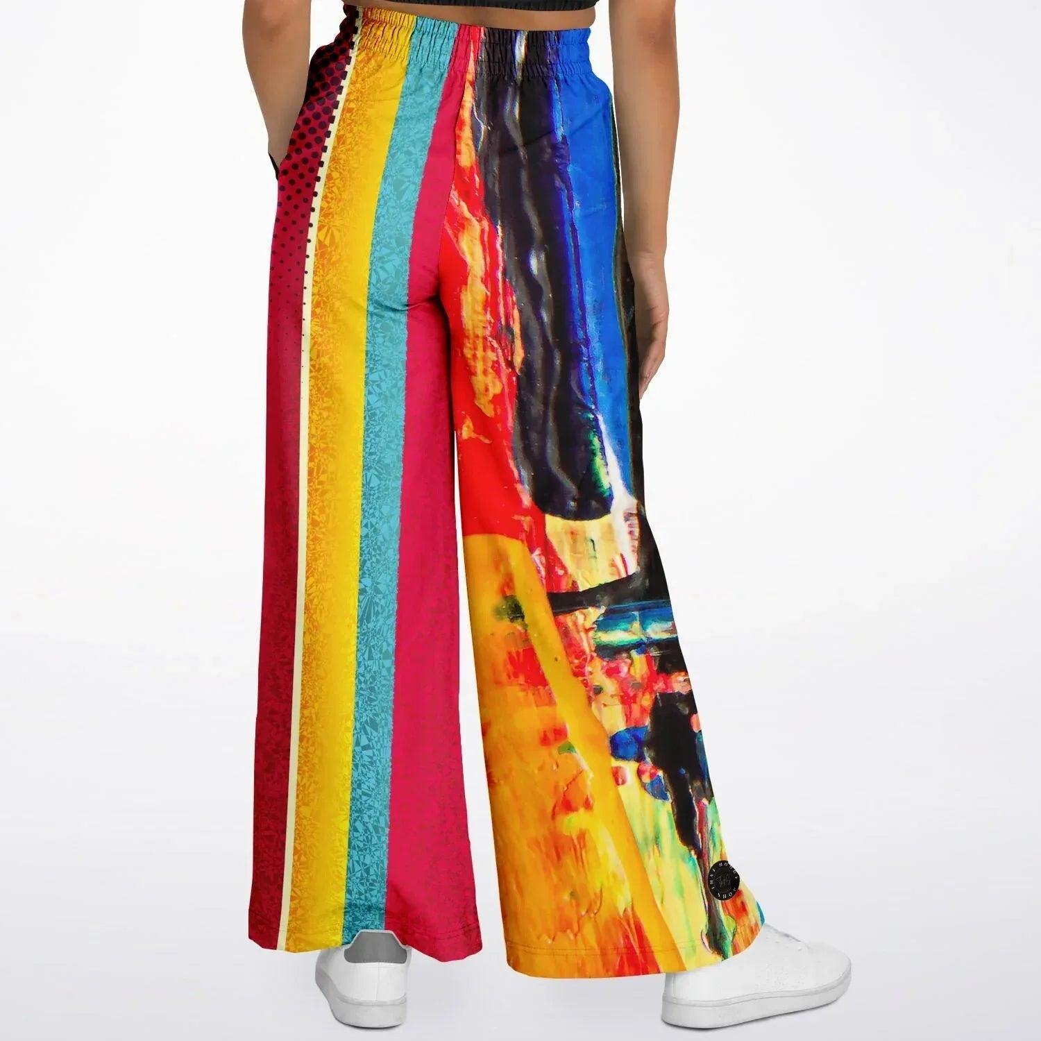 Esplanade Abstract and Colorblock Striped Eco-Poly Wide Leg Pants